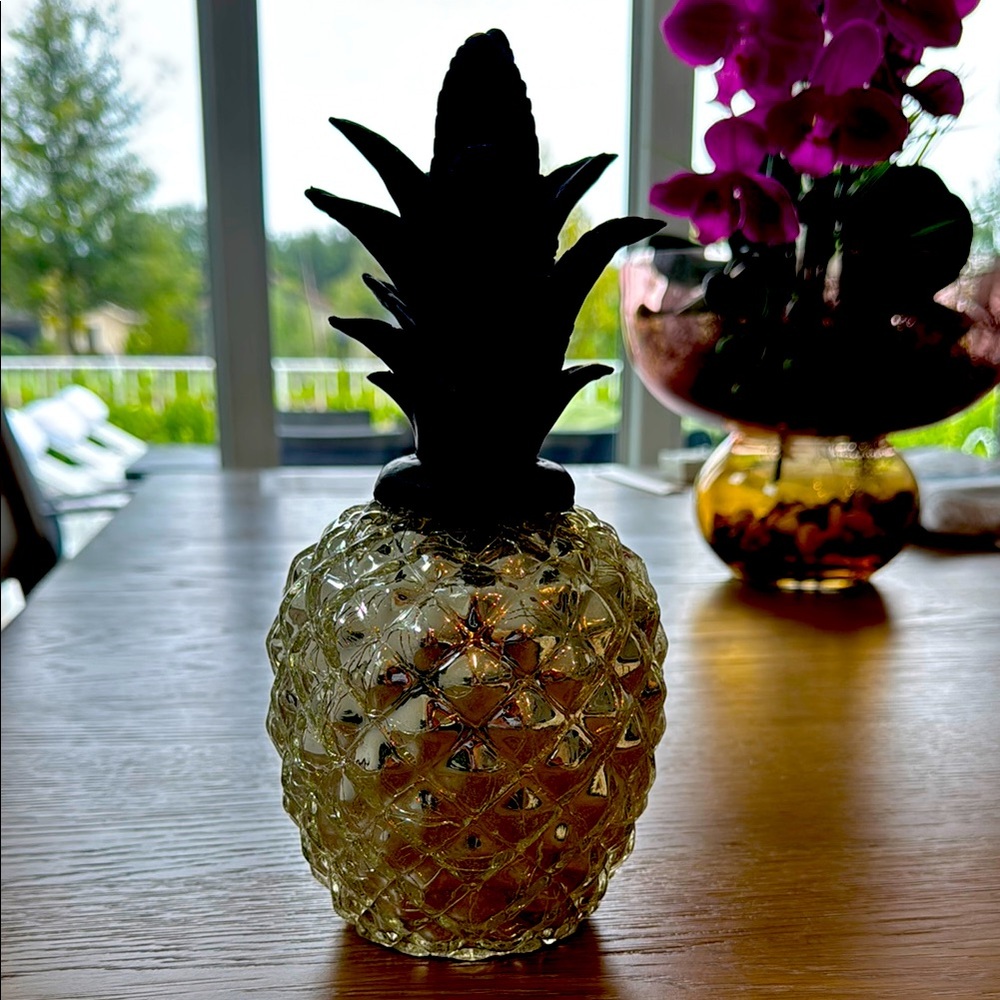 Decorative Tropical Pineapple Mercury Glass Sculpture Figurine Home Accessory